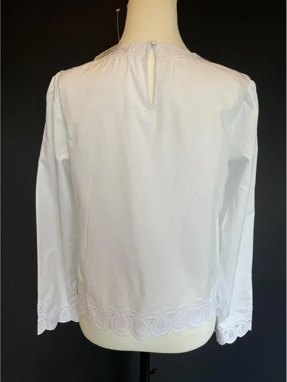 Madewell White Embroidered PuffSleeve Top Poplin Long Sleeve Small New With Tags